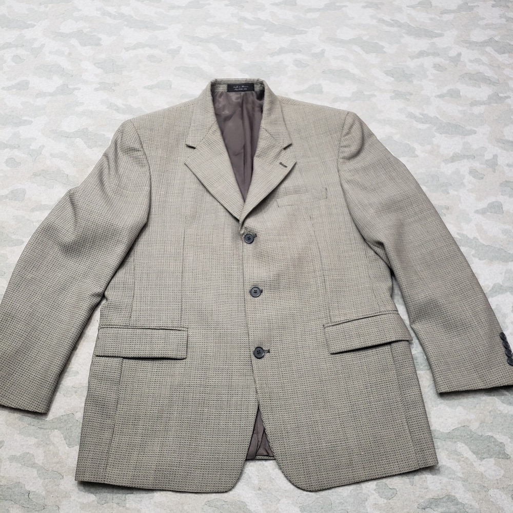 Andrew Fezza Blazzer Mens 42R Green 100% Wool Three Button